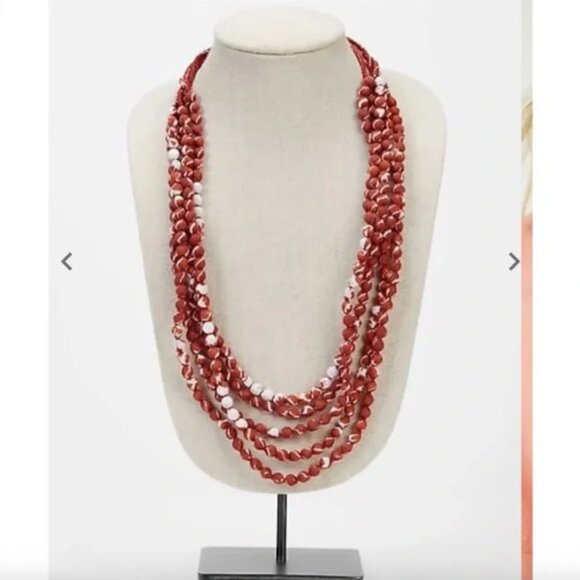 New J.Jill Gorgeous Pure Jill Orange Tie-Dye-Print Multistrand Bead Necklace $64 - Picture 8 of 8
